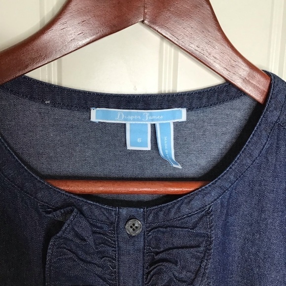 Draper James Chambray Ruffle Shift Dress. - Picture 5 of 10